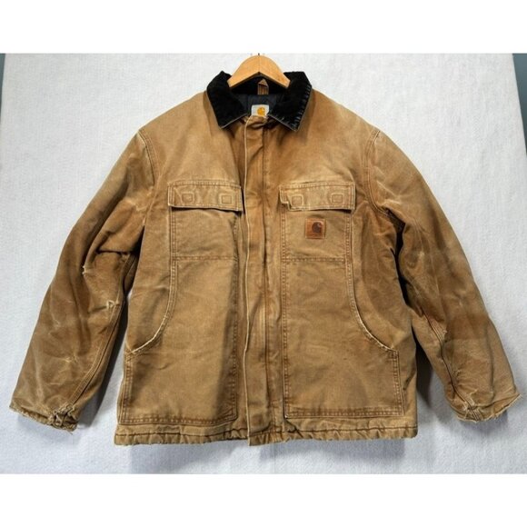 Carhartt Other - Carhartt Sandstone Duck Arctic Traditional Coat Tan Canvas Work C26 211 Men's L